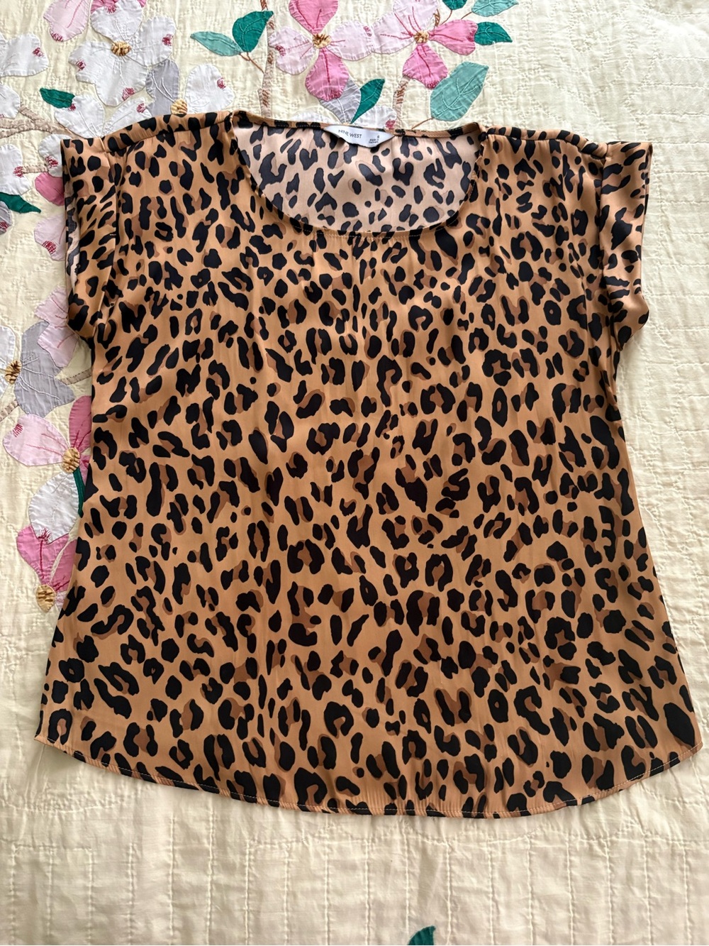 Leopard Print Cap Sleeve Blouse - Brown/Black